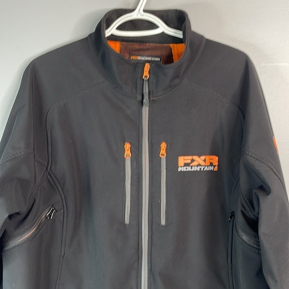 FXR Mountain Mens Black Soft Shell Jacket Fleece Lined Graphics Logo Neon XL - Picture 3 of 16